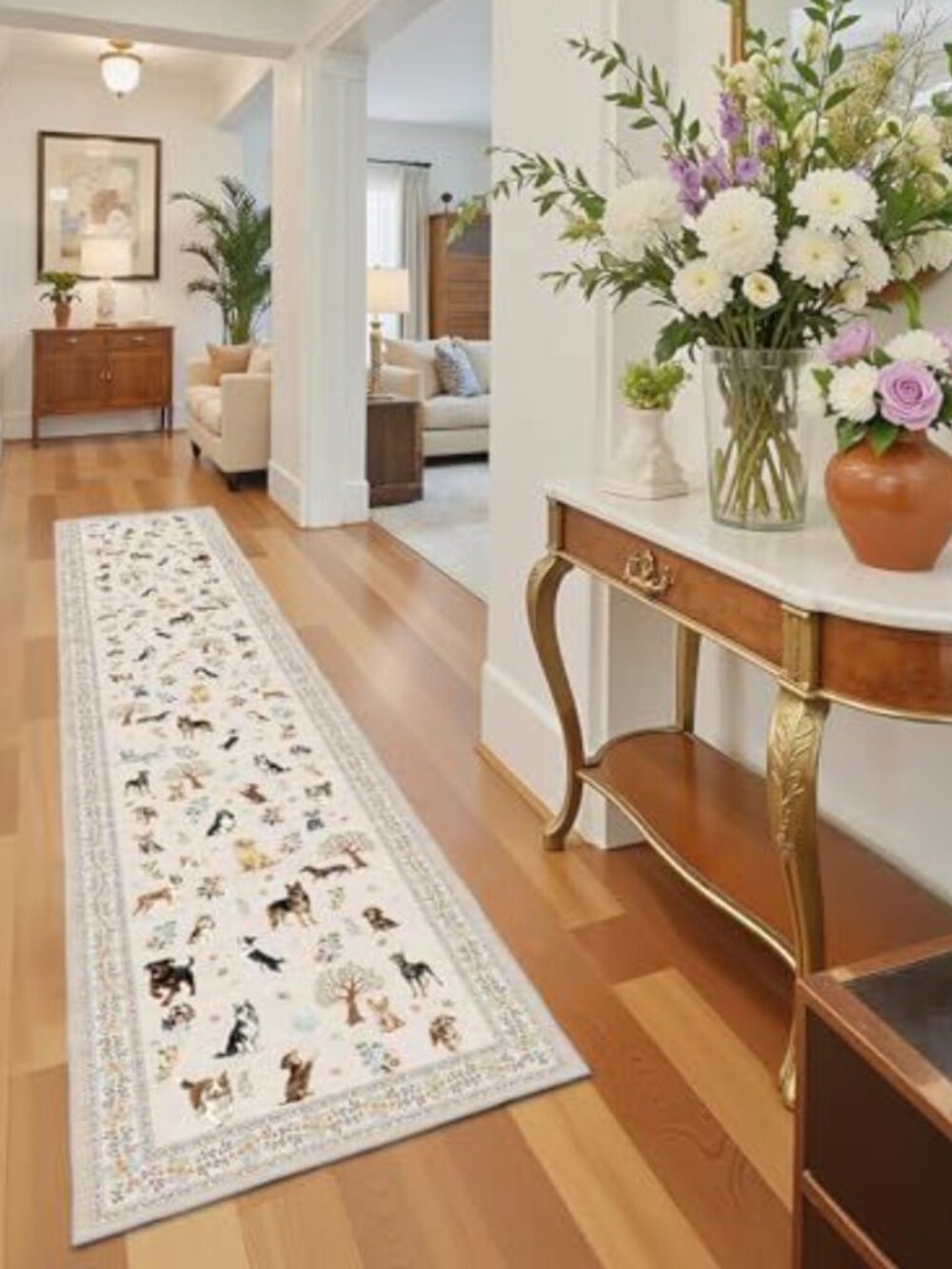 Cute Dog Print Runner Hallway Kitchen Entryway Rug 2' x 10' Rectangular - NEW - Picture 3 of 9